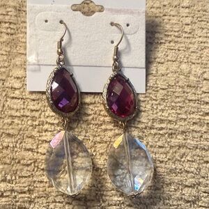 Elegant Red and Clear Drop Earrings